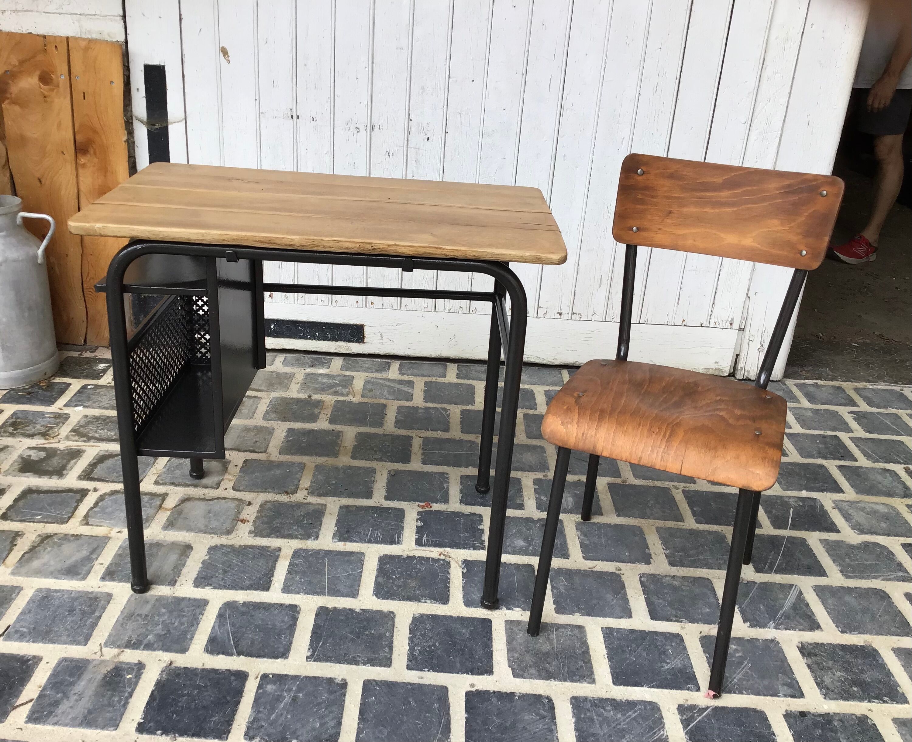 School desk and chair