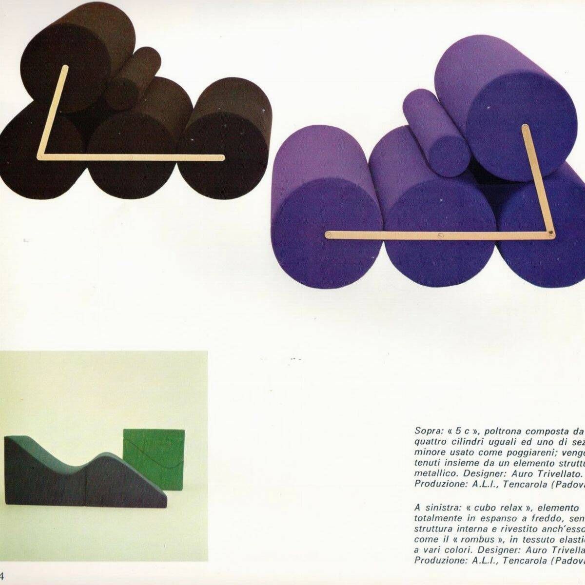 Pair of black velvet armchairs by Auro Trivellato for ALI 1972
