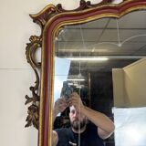 Important Venetian Baroque mirror in Louis XV style in lacquered and gilded wood