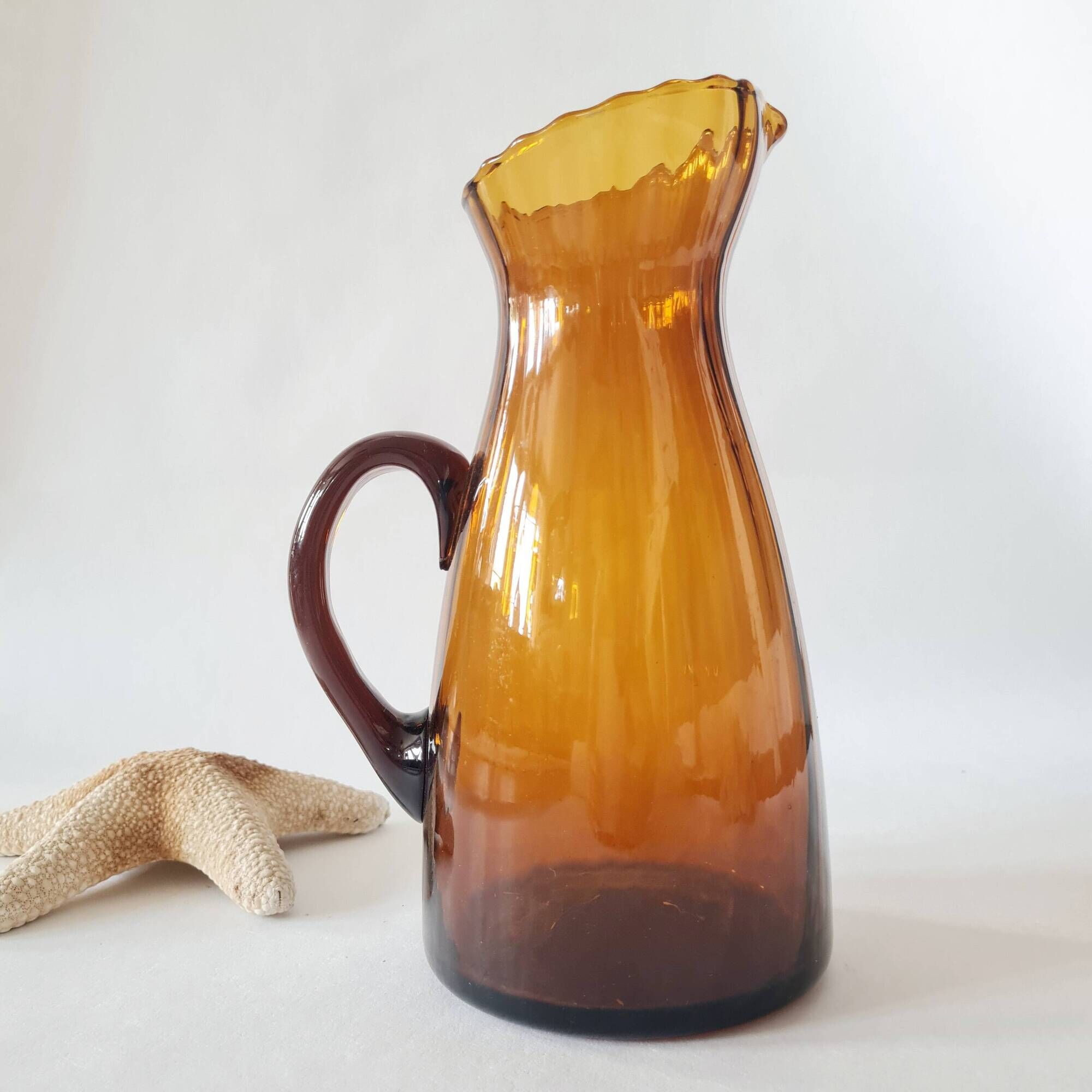 Amber glass carafe - lace neck