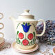 Vintage handmade earthenware coffee service for 5 people