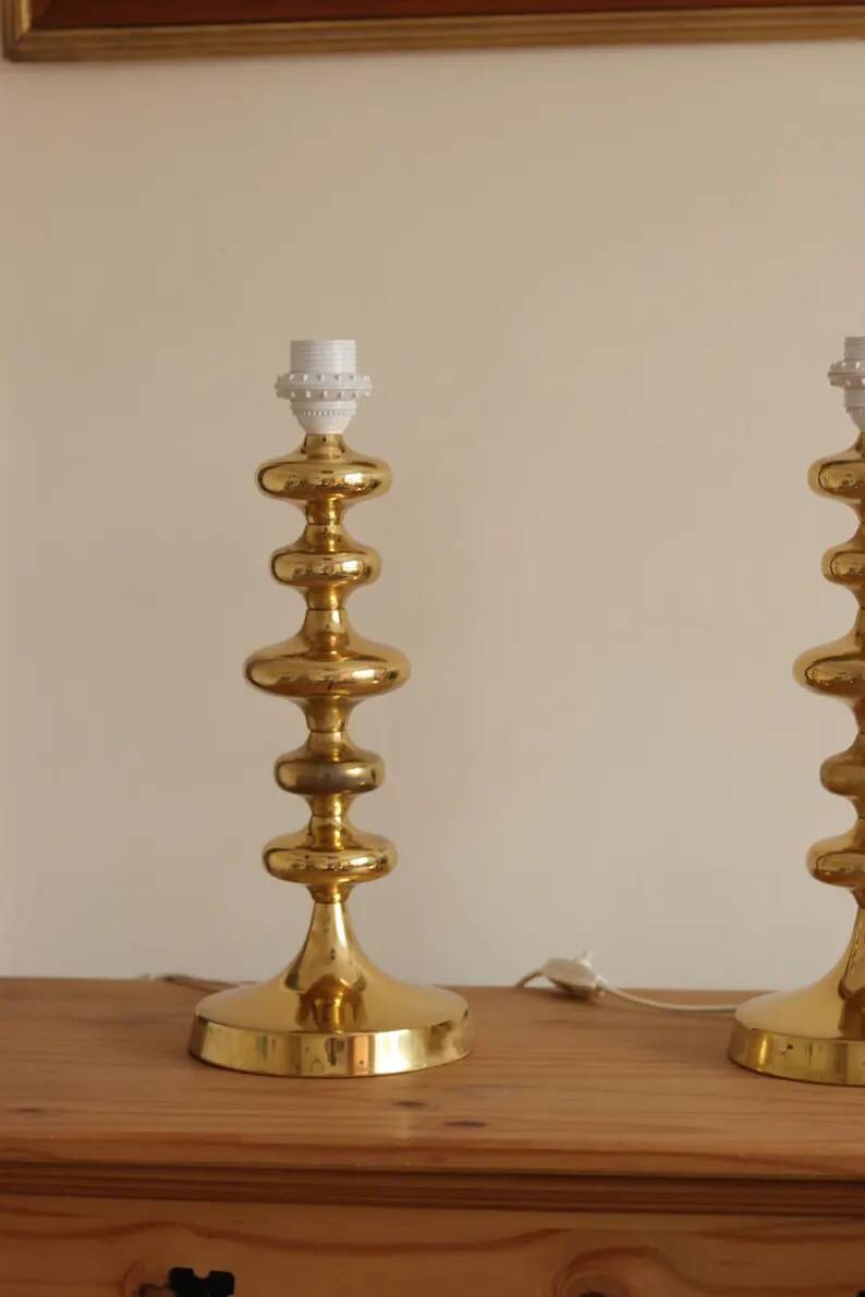 Pair of Swedish Coil Table Lamps