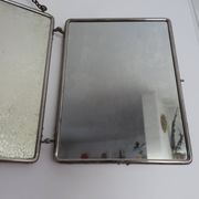 Miroir de barbier triptyque à chainette avec fermoir années 30 40