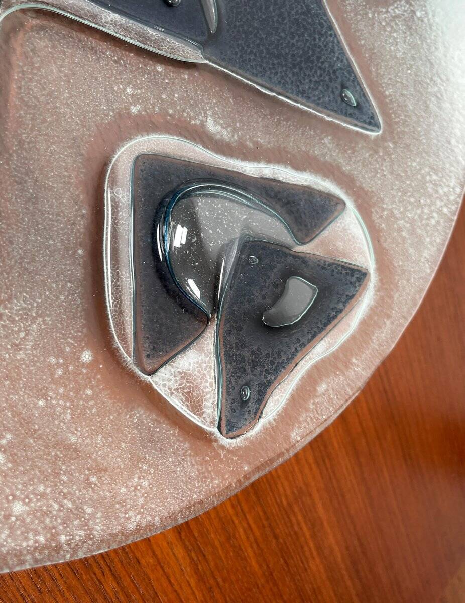 Large glass art bowl from mid-century Danish design, 1960s.