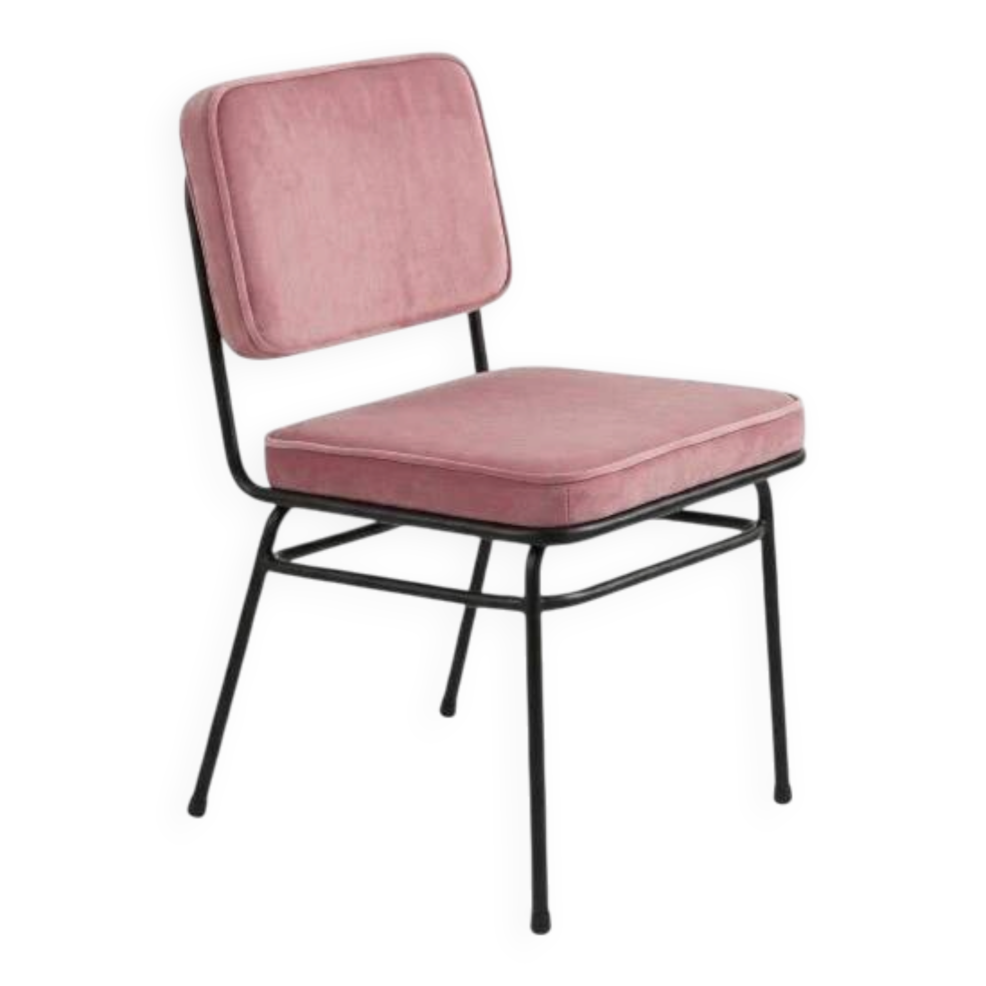 Metal and pink fabric armchair