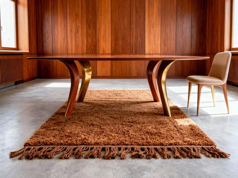 Moroccan rug in cognac brown wool 150/250cm