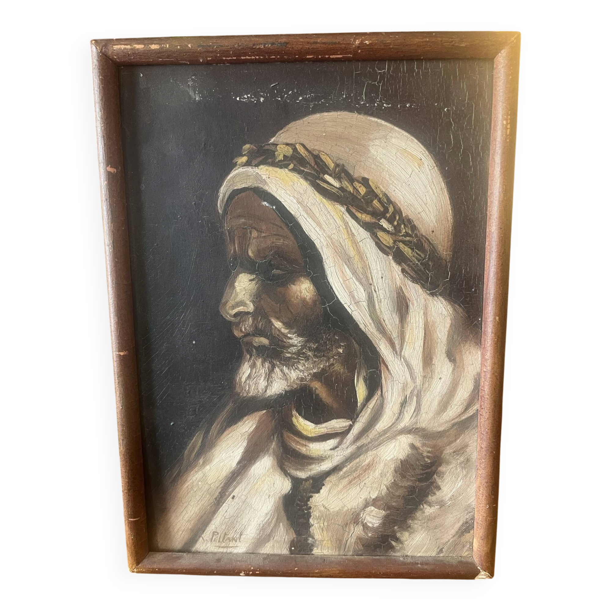 Orientalist painting of an Arab man.