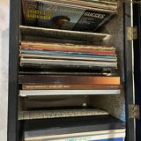 Vinyl storage chest pouf 1970