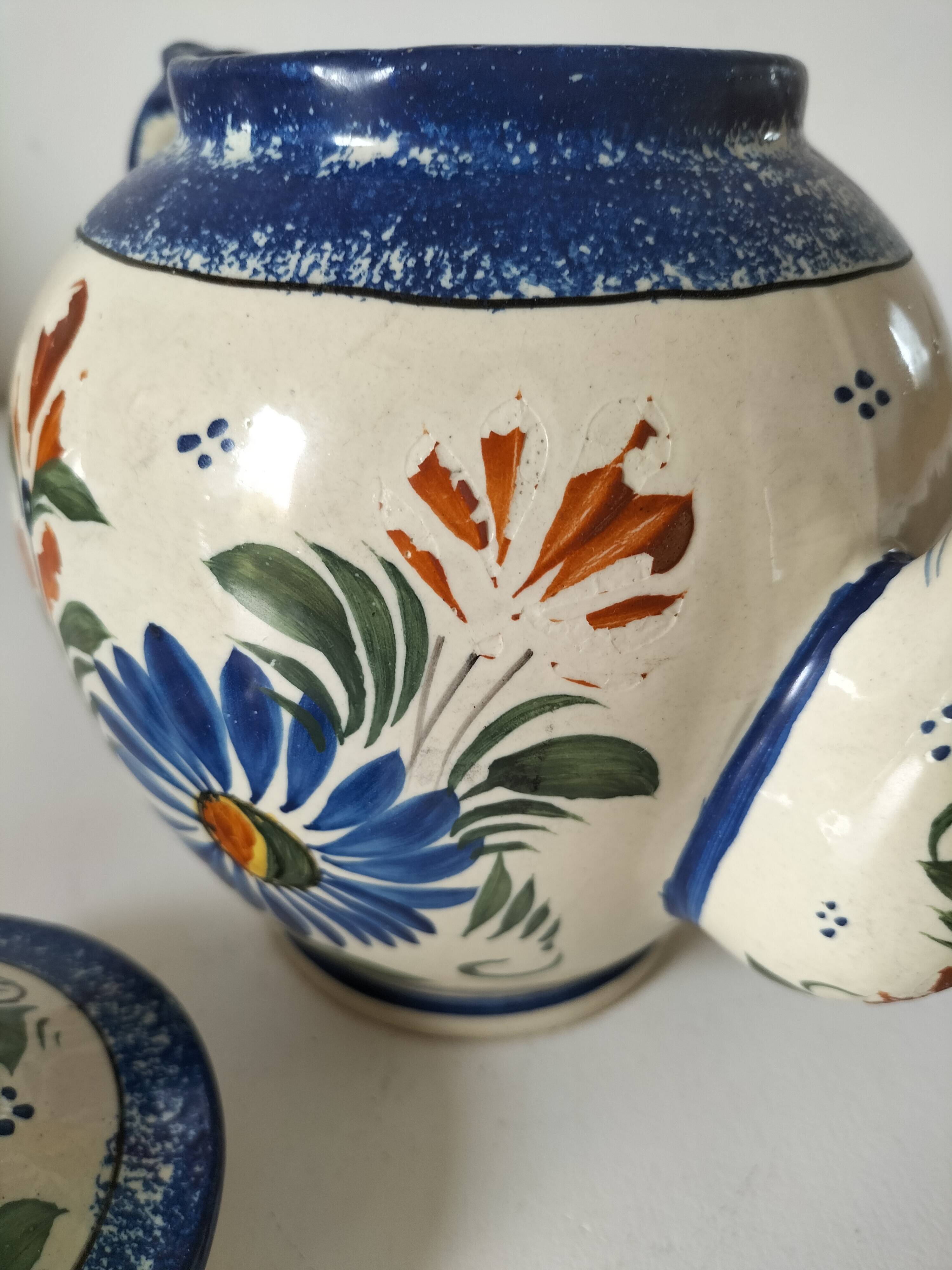 Henriot Quimper teapot – floral relief decoration