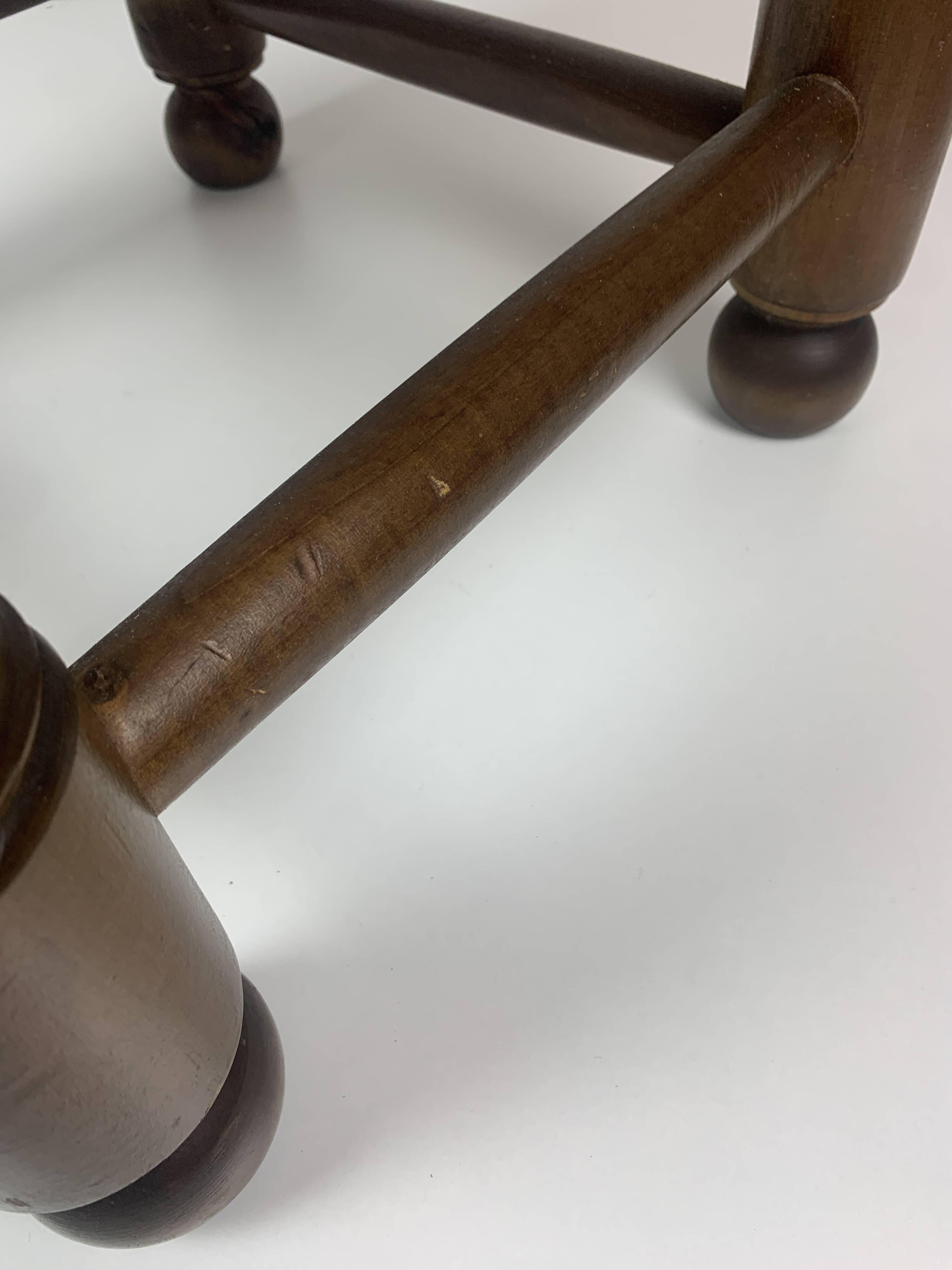 Wood Turned Bobbin Low Rush Chair in the manner of Charles Dudouyt, France, 1950s