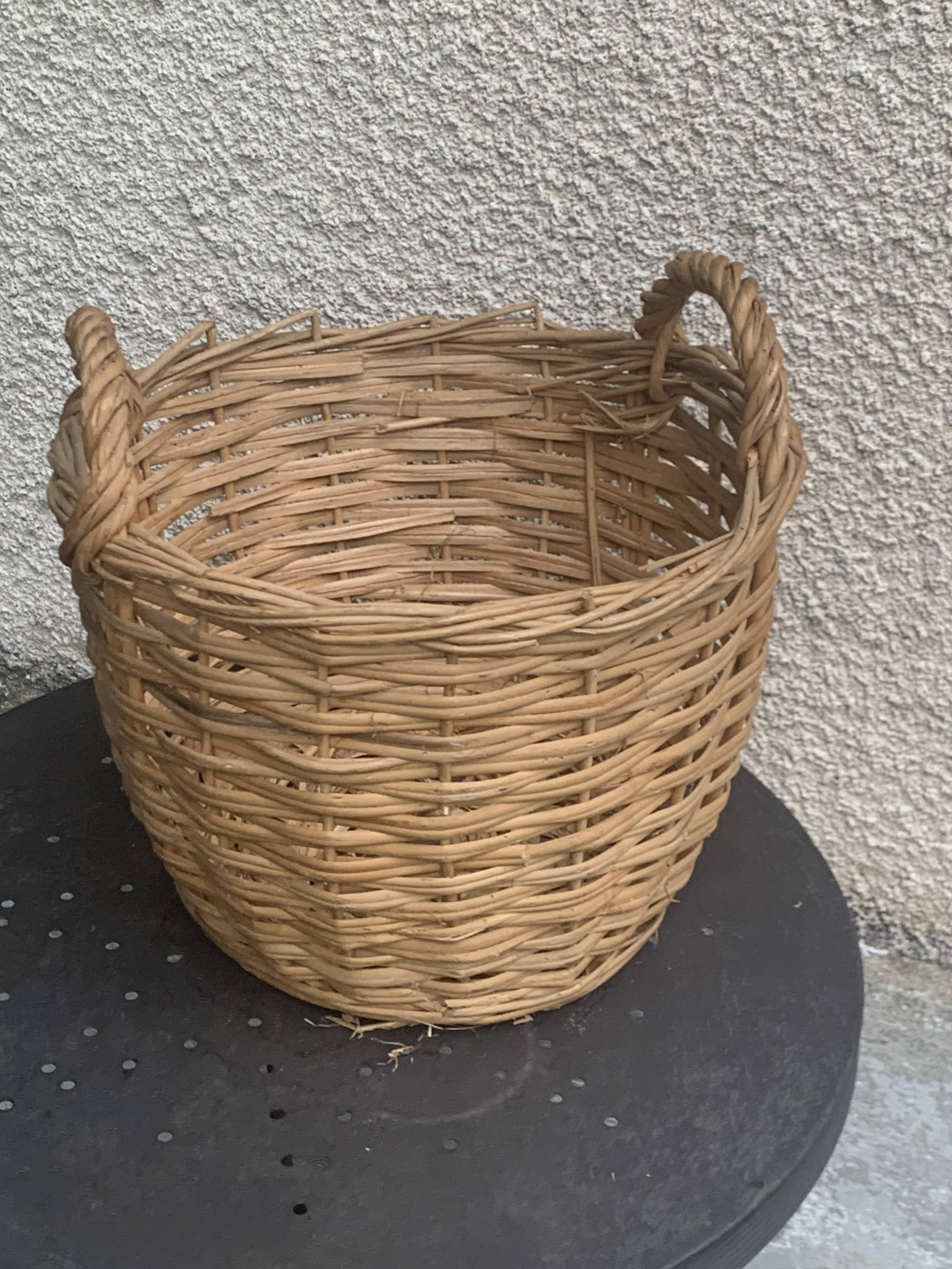 Basket, old Dame Jeanne basket, vintage and artisanal