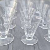 Service de verres coniques pour 4 personnes, cristal taillé à 9 côtes plates