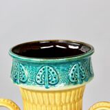 Vase en céramique turquoise de secours jaune