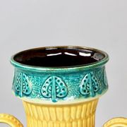 Vase en céramique turquoise de secours jaune