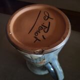 Enamelled ceramic pitcher - Signed Pérot