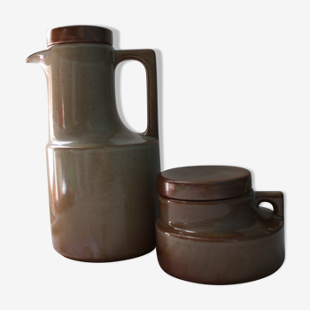 Coffee maker + Sugar Bowl Sandstone of Brenne Made In France