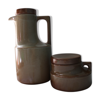 Coffee maker + Sugar Bowl Sandstone of Brenne Made In France