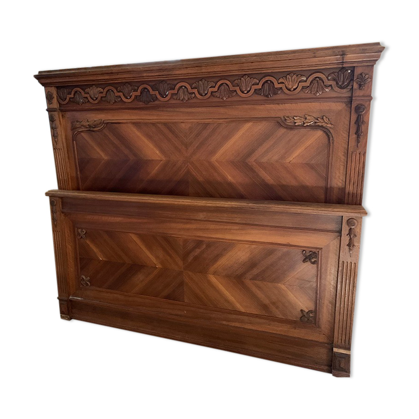 Old carved wooden bed frame