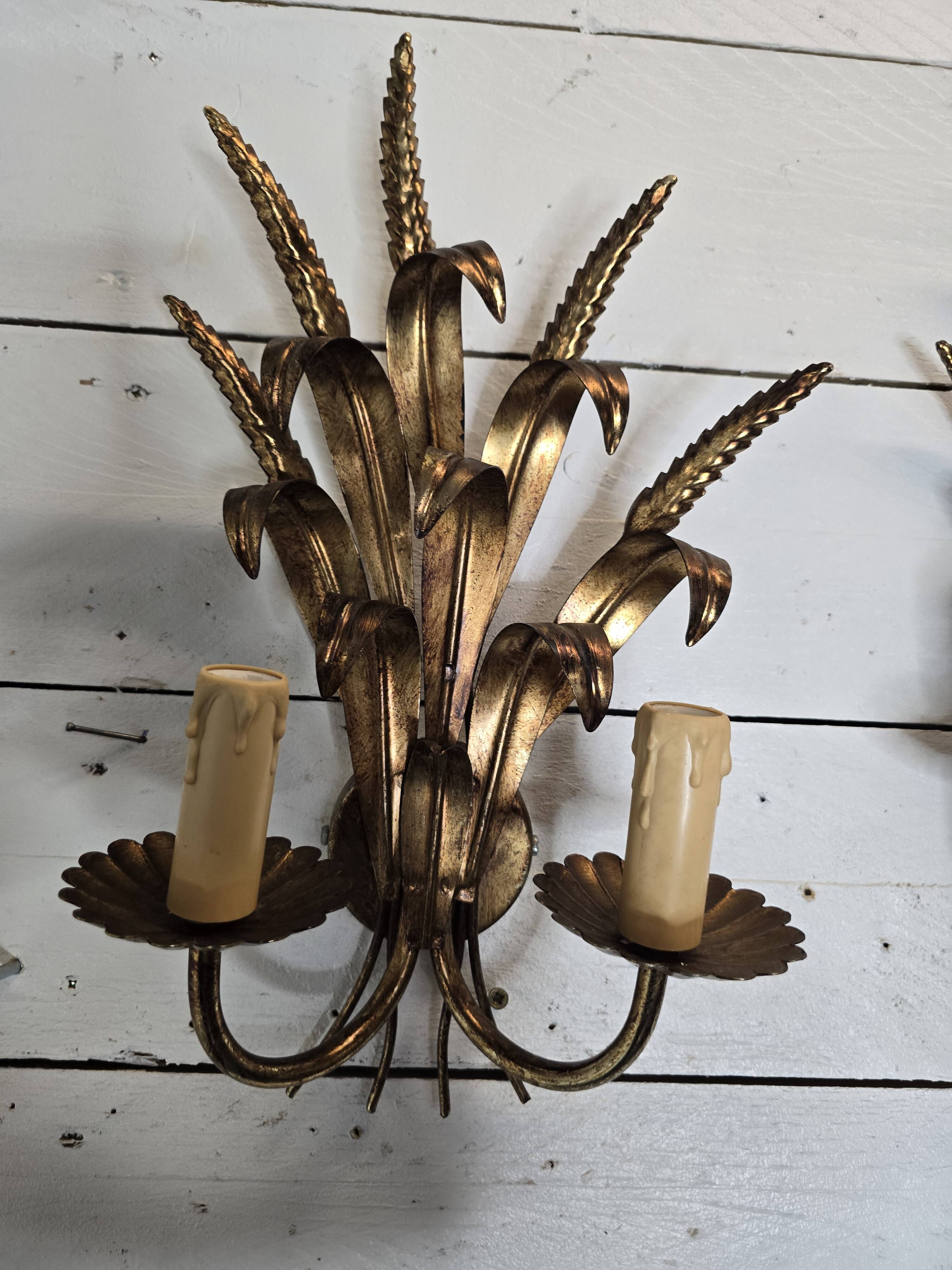 Pair of wheat ear wall lights from the 70s