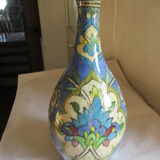 Vase antique en grès déco fleurs