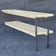 Vintage perforated metal craft display shelf