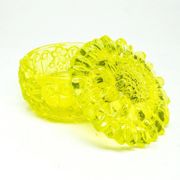 Art Deco bonbonniere, pressed uranium glass, Czechoslovakia, 1950s