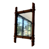 Old barber mirror made of bamboo wood