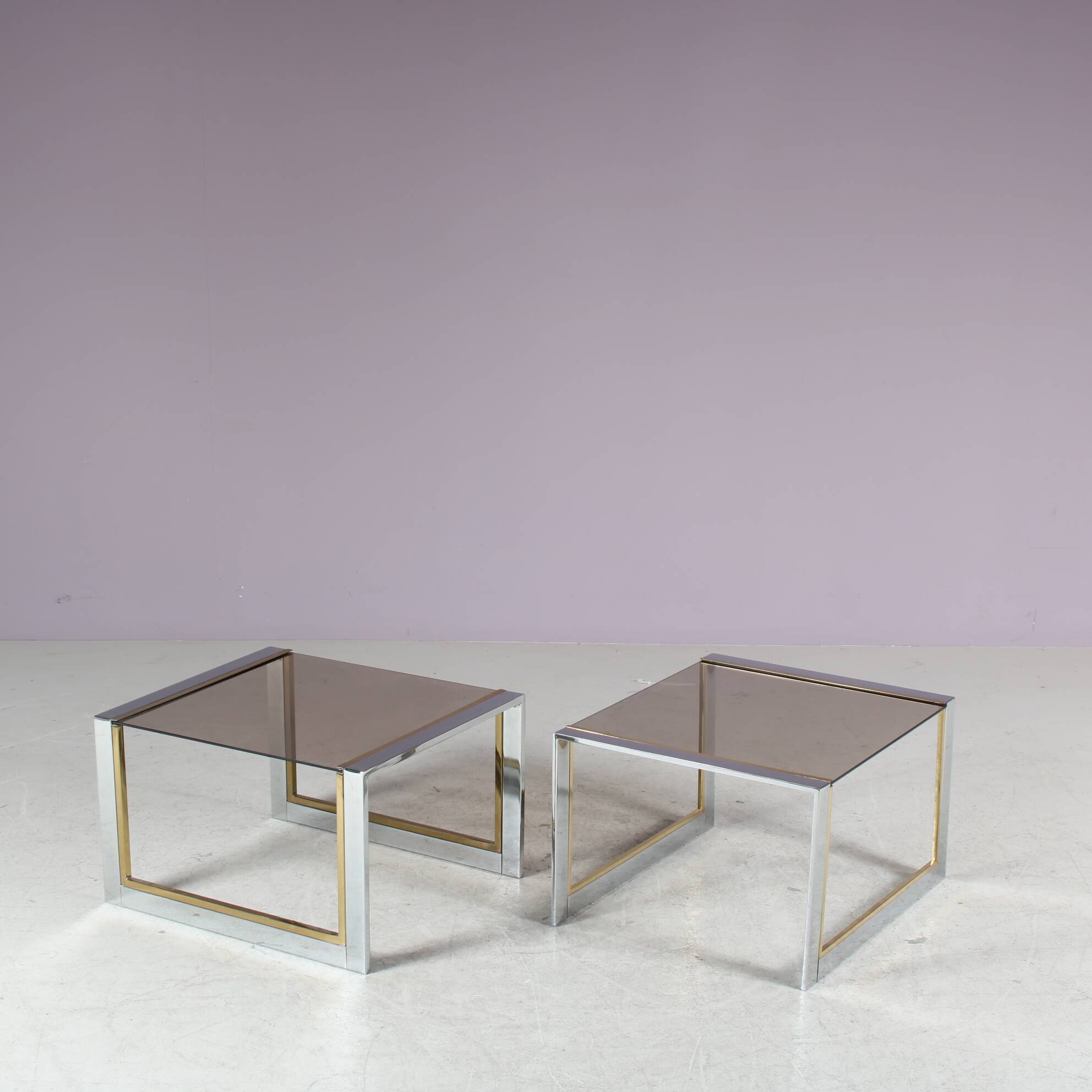 1970s Pair of side tables by Belgo Chrom, Belgium