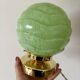 Vintage art deco globe table lamp in mint green Clichy glass