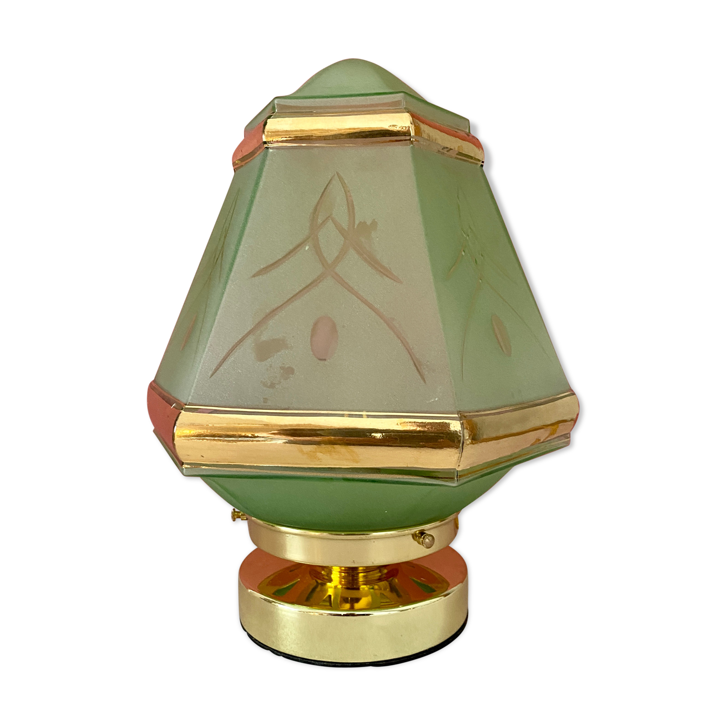 Table lamp globe vintage art deco glass