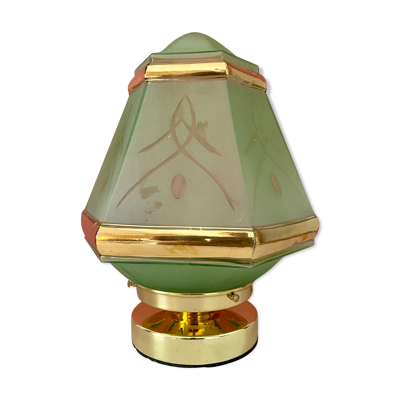 Lampe à poser globe vintage art déco en verre