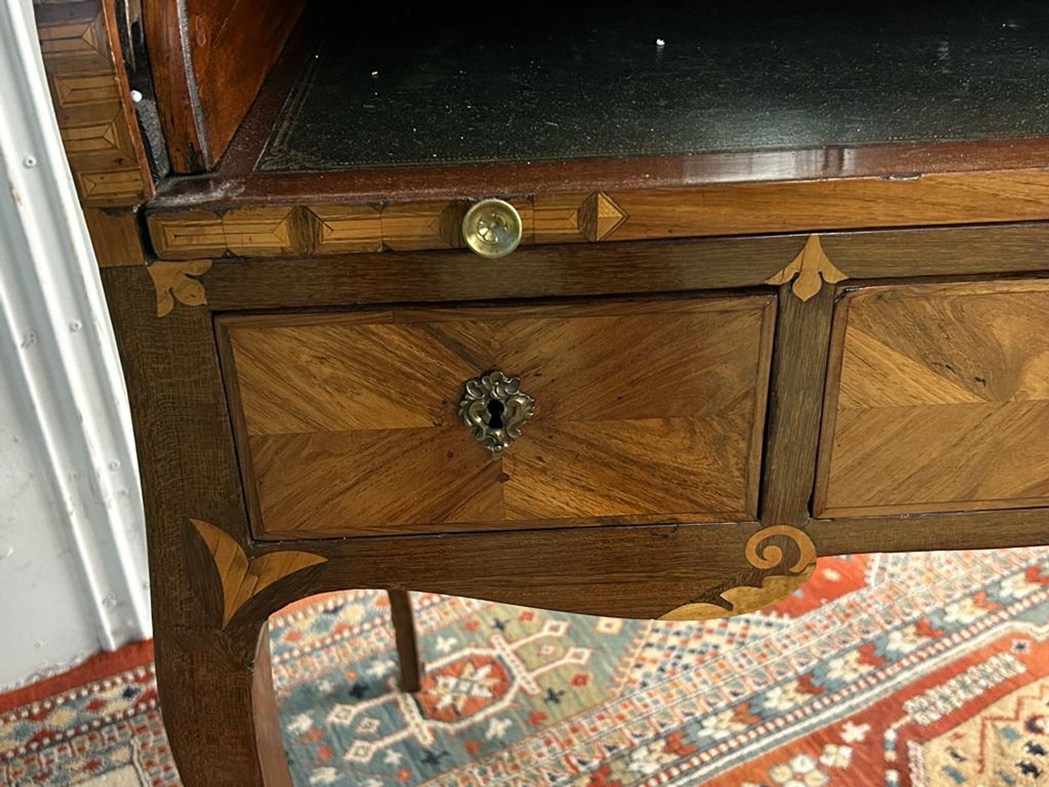 Desk cylinder marquetry louis xv period eighteenth
