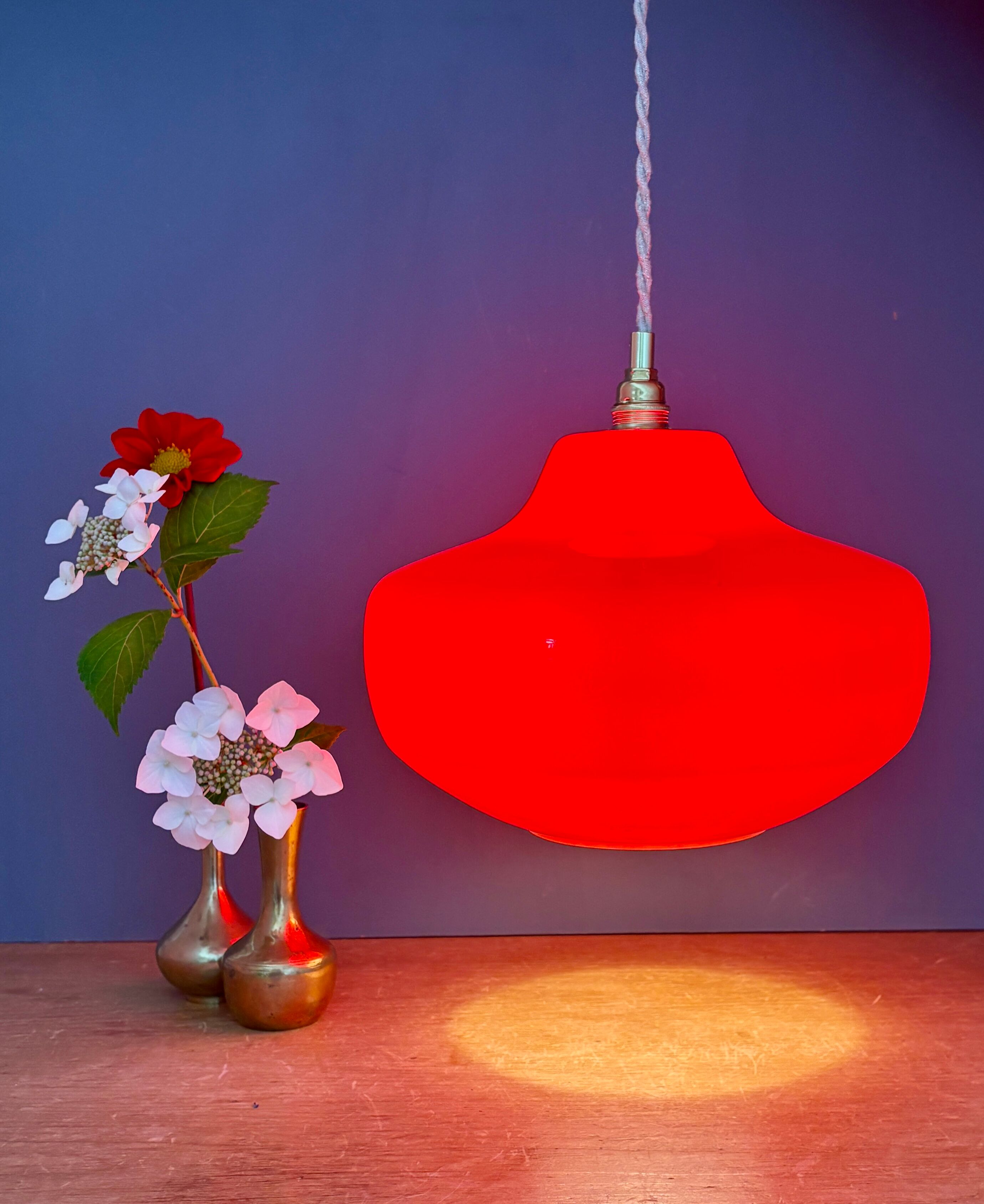 Vintage red opaline suspension globe
