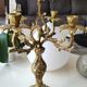 Old chandelier with 5 branches, decorated with Rinceaux, Louis XV / Rocaille style. In gilded bronze