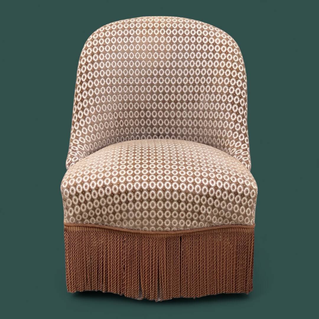 Vintage chocolate velvet toad armchair