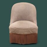 Fauteuil crapaud vintage en velours chocolat