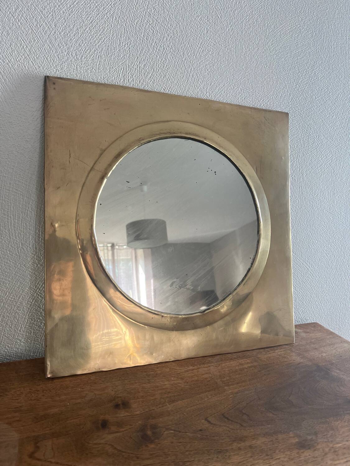 Square brass mirror