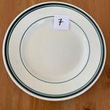 7 assiettes plates liserés vert sapin Moulin des loups