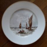 2 assiettes vintage signées avec un décor de mer