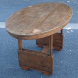 Antique wood table, dining table, oval table, living room, kitchen, countryside