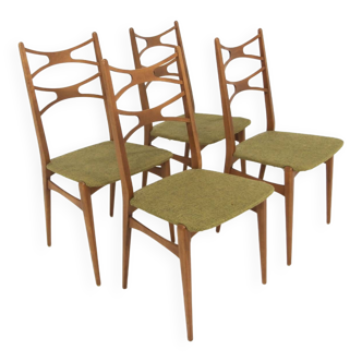 Set of 4 Scandinavian beech chairs, Sweden, 1960