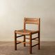 Vintage set of six French mid-century dining chairs in wood and rush, 1960s
