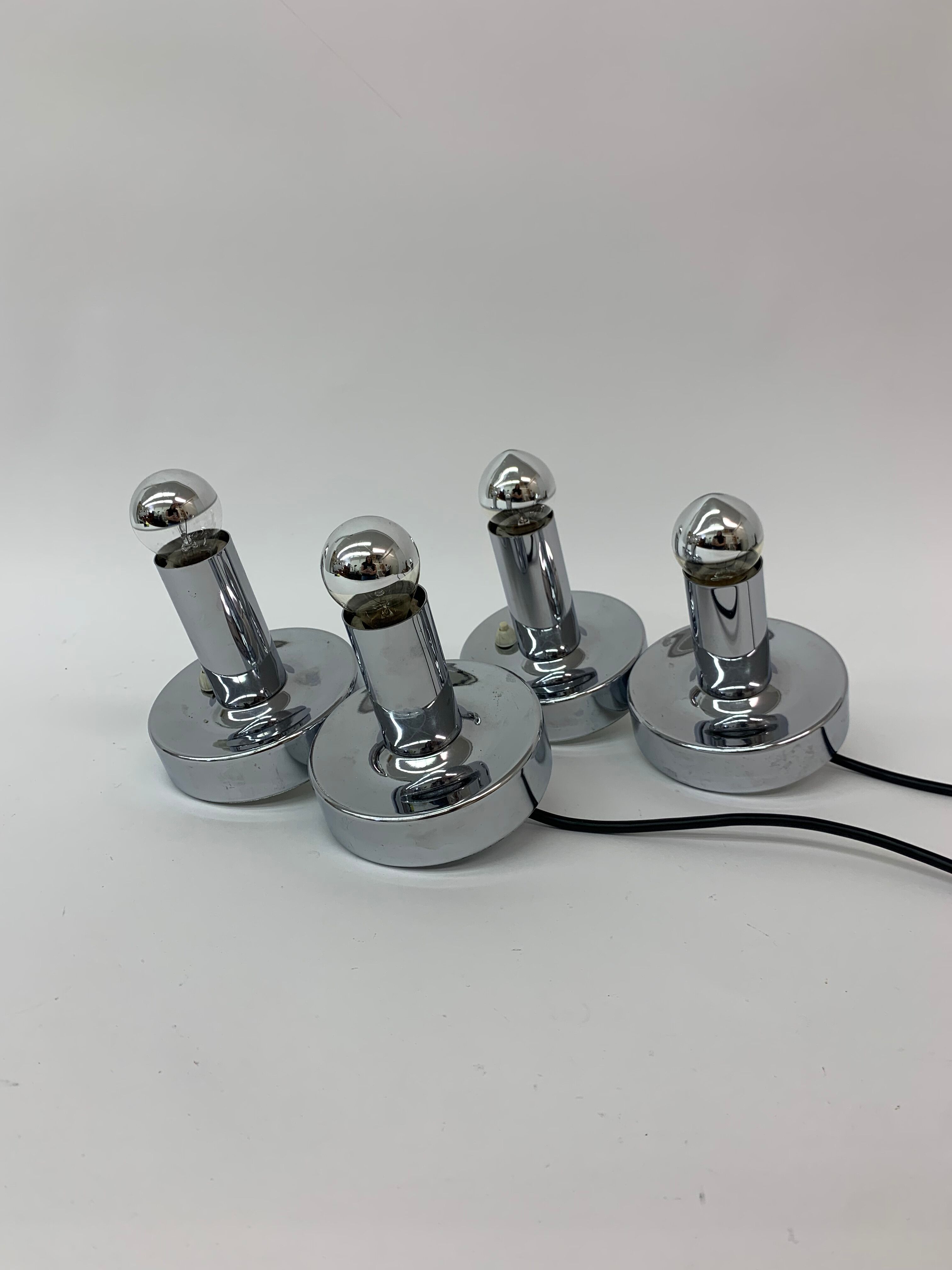 Set of 2 Space age chrome bedside lamps , 1970’s