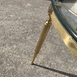 Round Brass Coffee Table with Glass Top, 1970s