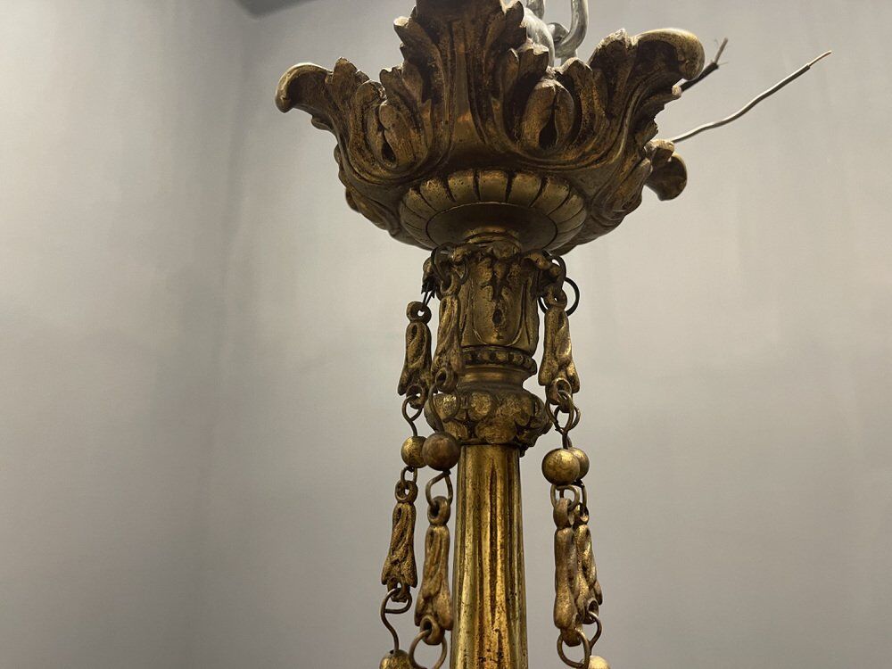 Italian Liberty Bronze Chandelier, 1940s