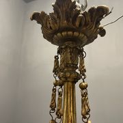 Italian Liberty Bronze Chandelier, 1940s