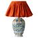 Polychrome Dutch Delft Table Lamp, Tichelaar Makkum, with New Loose Pleat Silk Shade