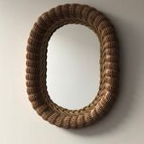 Oval rattan mirror vintage year 60 year 70