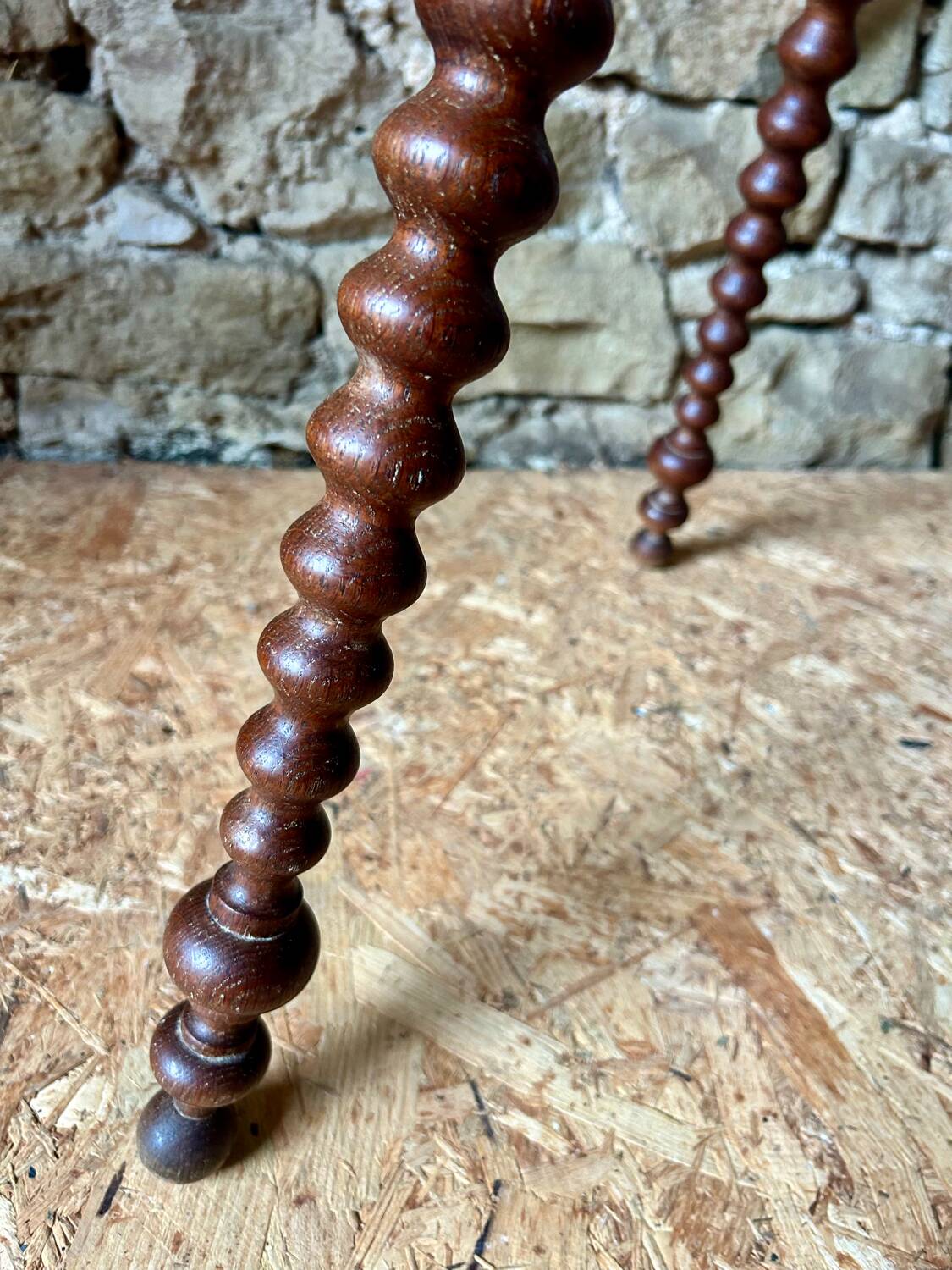 Turned wooden clover table