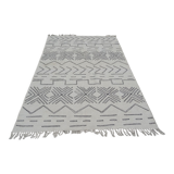 Woven cotton carpet embroidered patterns ethnic Berber style 249 x 156